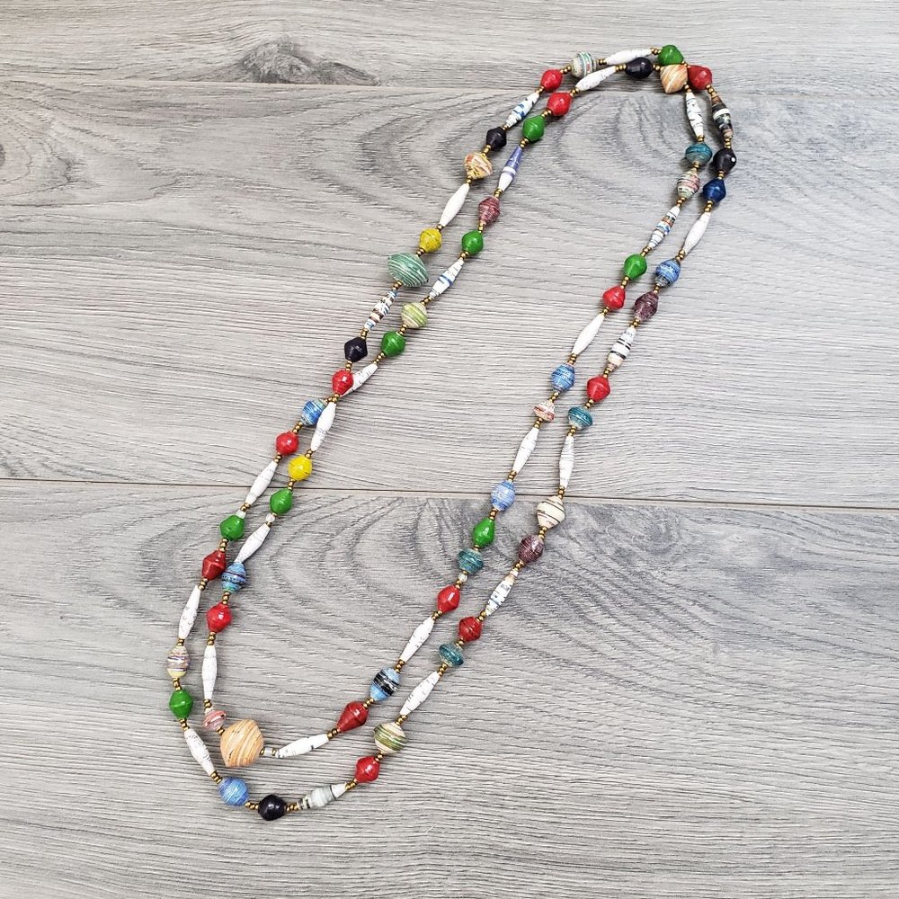 Handmade Colorful Paper Beaded Jewelry Necklace